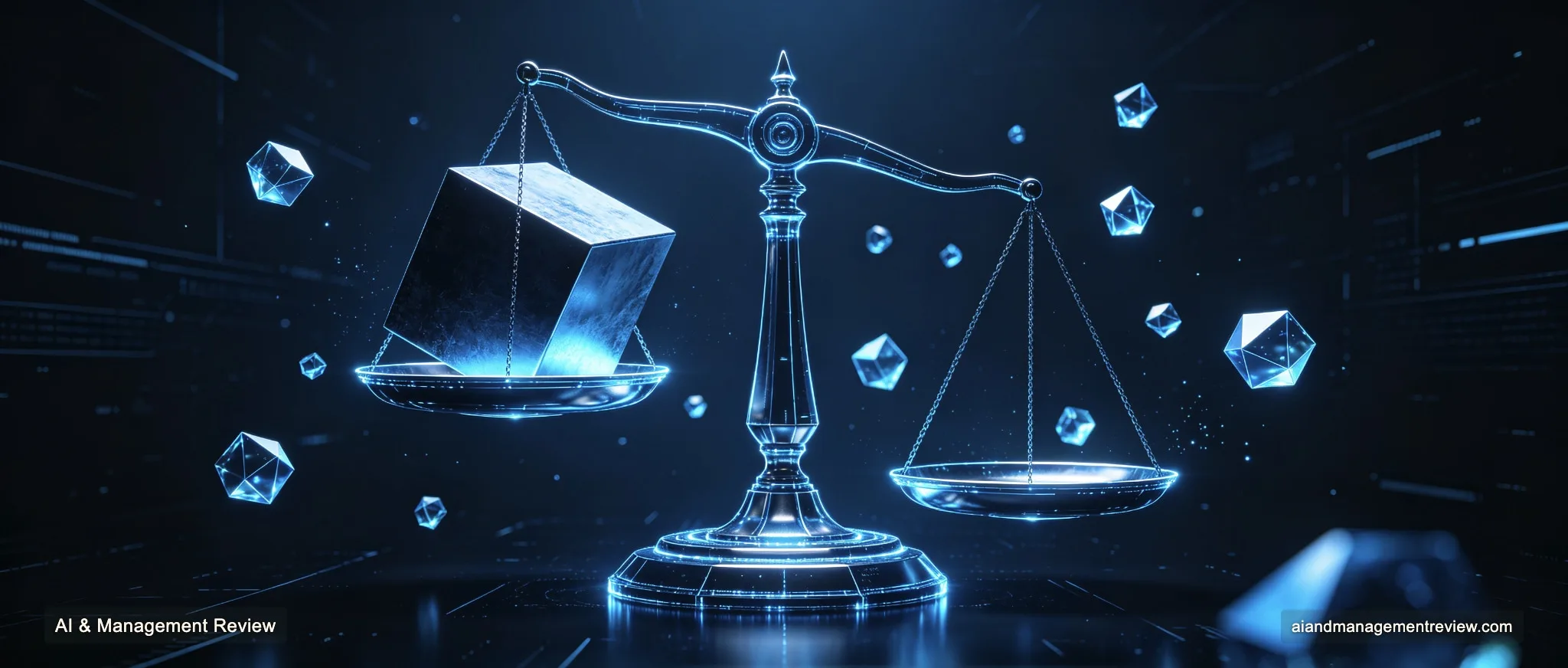A scale weighing AI investment and value
